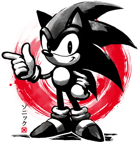 Sumi-e Hedgehog - Japan, sumie, ink, Hedgehog, fan art, video game, gamer, retro gaming, video games, gaming accessories, gaming merchandise, gaming art, gaming lifestyle, game design, gaming community, pc gaming