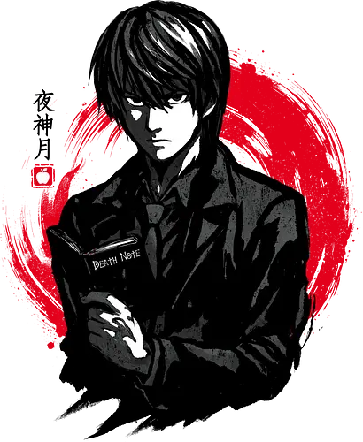 Sumi-e Genius - Ink, Sumie, Japan, anime, manga, light yagami, shinigami, l lawliet, death note fanart, kira, light vs l, death note anime
