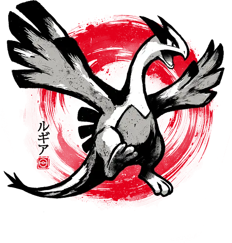 Sumi-e Guardian - lugia, legendary, water type, psychic type, psychic, gen, legend, sumi-e, sumie, japan, japanese, ink