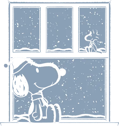Snowy Day Dog - Snow, Snowflake, Snowday, Dog, Beagle, Bird, Pet, Cozy, Cozy Aesthetic, Cozycore, Cute, Classic, Comic, Retro, Retro Vintage, Vintage, Animation, Movie, Winter, Christmas, Christmas Vacation, Merry Christmas