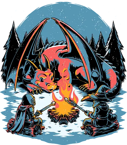 Cozy Dragon Fantasy  - RPG, Pen and Paper, d20, dungeon master, role-playing game, tabletop, game master, dungeon, games, board games, knight, wizard, mage, dragon, holidays, snow, cozy weather, winter, and marshmallows, cool, funny, fantasy, adventure