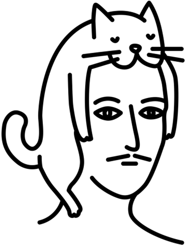  Man in Cat Hat  - Cat, White, Hat, portrait, line art, minimalist, whimsical, doodle, monochrome, cute, quirky, gift, tshirt, hoodie, fashion, poster, unisex, home decor, cathay