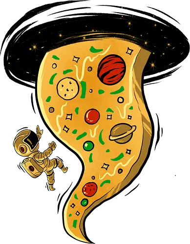 black hole pizza - pizza, food, space, astronout, delicious, beverages, meatball, sausages, fastfood, bestfriend