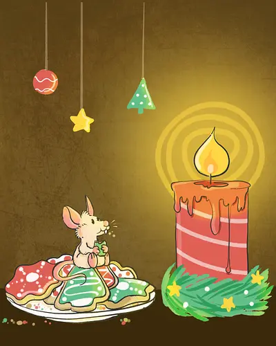 Adventsmaus - Xmas, Advent, Maus, Kekse, Xmas, Yule, Weihnachten, Plätzchen, Kerze
