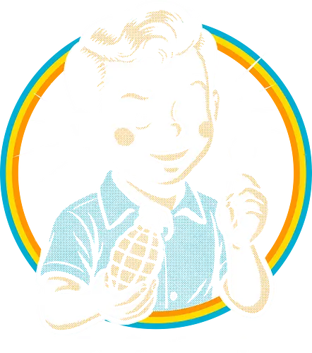 Be Curious! - A clever and playful artwork about curiosity, bold ideas, and creative thinking. Retro style, smart humor, and strong visual impact.