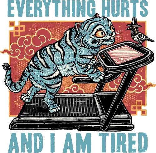 Tired Blue Tiger - demons, tiger, animal, animation, animated, funny, Fitness, gym, workout, movie, hunter