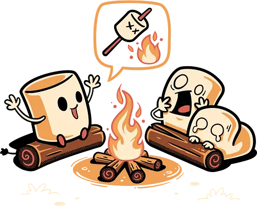 Marshmallow Scary Story – Campfire Edition - camping, adventure, camper, campfire, dark humor, funny, horror, kawaii, marshmallows, outdoor, scary, scream, spooky cute, story, travel