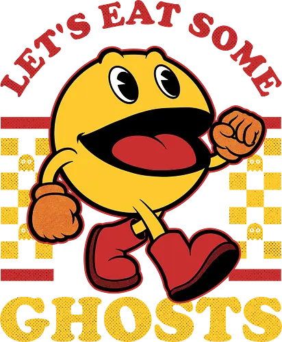 Game Mascot Ghost Eater - Video Games, Video Game, Game, Games, Gamer, Mascot, Retro, Vintage, Retro Vintage, Retro Gamer, Retro Cartoon, Fantasy, Adventure, Ghosts, Ghost, Labyrinth, Fruits, Fruit, Powerup