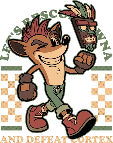Game Mascot Crash Mask - Video Games, Video Game, Game, Games, Gamer, Mascot, Retro, Vintage, Retro Vintage, Retro Gamer, Retro Cartoon, Fantasy, Adventure, Crash, Animal, Pet, Mask