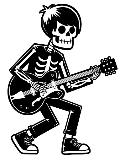 Emo Is Not Dead - Skull, Skeleton, Musical, Music, Musician, Emo, Emotion, Rock, Rock And Roll, Punk, Gothic, Goth, Retro Vintage, Vintage, Show, Guitar, Festival, Dead
