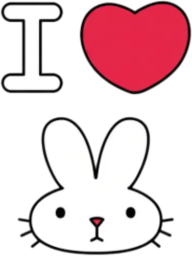 I Love Bunny – Cute Minimal Rabbit Illustration - bunny, rabbit, cute, kawaii, love, heart, minimal, cartoon, animal, white bunny, black background, adorable, simple design, vector style, kids art, sticker design, nursery art
