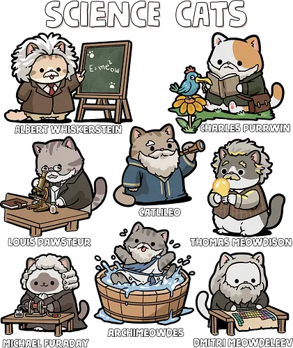 Science Cats - cat, animal, biology, cats, chemist, chemistry, kitten, kitty, physics, pun, science, science cat, scientist, scientist gift, teacher