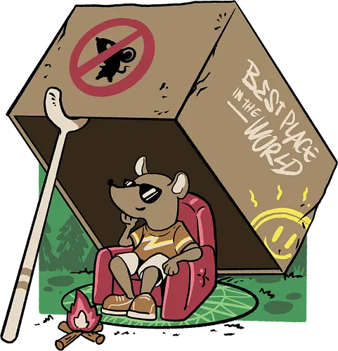 ideal campfire - introvert, trap, mouse, rat, animal, house, home, home sweet home, cool, campfire, hiking, camping, fun, funny, nature, indoor