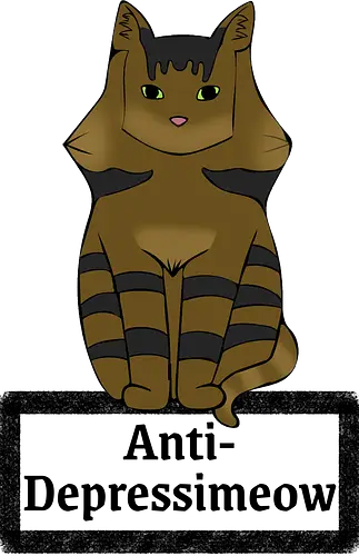 Anti-Depressimeow (schwarz) - Katze, Katzen, Cat, Cats, Comic, Cartoon, cute, süß, Tier, Haustier, Kater, Depression, Medikament