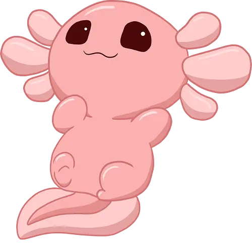 Süßes Axolotl - Axolotl, Axl, cute, Cartoon, comic, Tier, Wasser, Water, rosa, lila, violet, türkis, grün