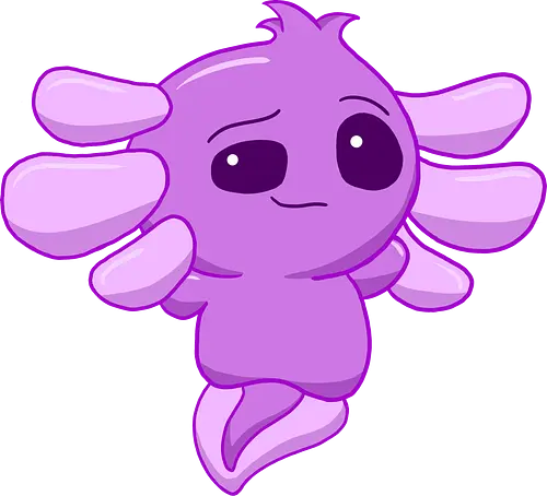 Verschmitztes Axolotl - Axolotl, Axl, cute, Cartoon, comic, Tier, Wasser, Water, rosa, lila, violet, türkis, grün