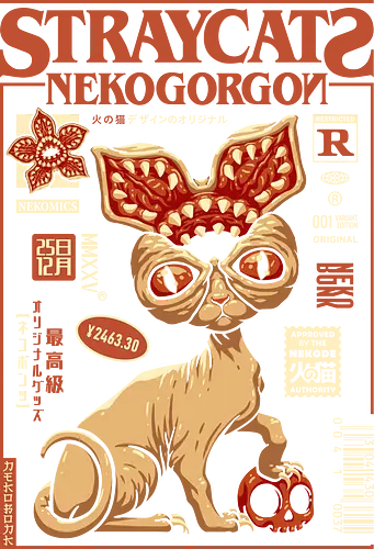 Stray Cat - Nekogorgon - hellfire club, cat, kitty, meow, Strange, hellfire, demogorgon, hawkins, upside down, eleven, Pen and paper, movie, tv series, TV, 80s