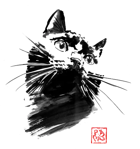 chat - cat, sumie, japan