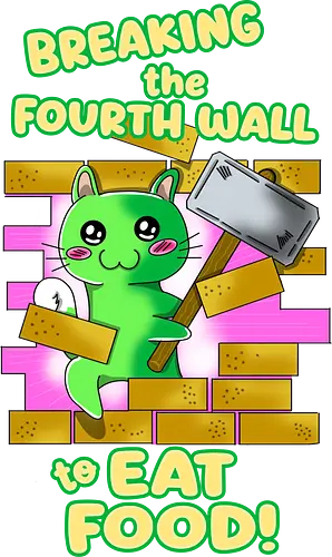 Kawaii-Katze für Feinschmecker und Food-Liebhaber - lustig, kawaii, katze, süße katze, comic katze, niedlich, humor, vierte wand, meta humor, foodie, essen, essensliebhaber, feinschmecker, katzenliebe, katzenhumor, popkultur, meme stil, tierillustration, kawaii stil, funny design, geschenkidee, trendig, cartoon, süßes design, verspielt