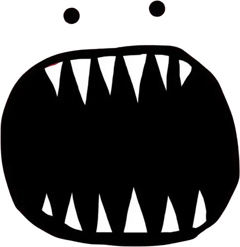 Minimalistisches rotes Monstergesicht - Monster, Rot, Minimalistisch, Kreatur, Zähne, Scharf, Mund, Figur, Flat Design, Illustration, Grafik, Gruselig, Horror, Ausdrucksstark, Vektor