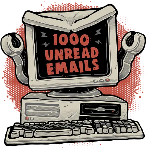 Attack of the 1000 Unread Emails - Funny, humor, inspirational, motivational, office, work, emails