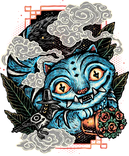 Ancient Blue Tiger - Movie, hunter, demons, tiger, animal, cute, animation, animated