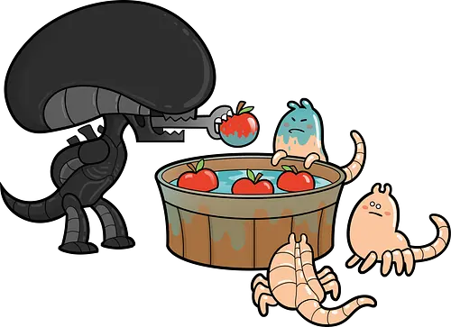 Xenomorph Party Games: Apple Catching - movies, Xenomorph, alien, ripley, facehugger, party, birthday, party games