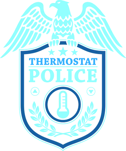 Thermostat Police Badge - winter, 80s, 90s, cold, dad joke, funny, geek, gen xers, home, humor, retro, snow, thermostat police, vintage, gen x