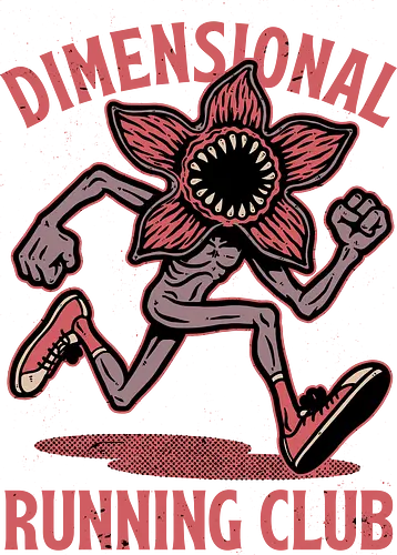 Dimensional Running Monster - Tv Show, Rpg, 80s, Badge, Retro, Retro Vintage, Vintage, Halloween, Classic Movie, Classic, Monster, Creature, Spooky, Creepy, Fun, Funny, Run, Running, Club, Cute, Cartoon