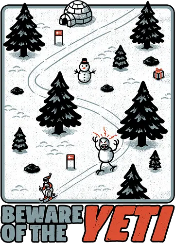 Winter Game Yeti - Winter, Game, Video Game, Games, Video Games, Classic, Classic Game, Classic Games, Yeti, Monster, Holiday, Snow, Cold, Christmas, Ski, Skiing, Mountain, Running, Run, Creature, Sasquatch, Bigfoot, Beware, Ice, Gift