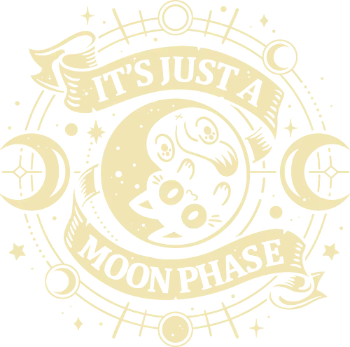 Cat Moon Phase - black cat, astrology, celestial, cosmic, esoteric, funny, lunar, magical, moon phase, mystical, occult, quirky, stars, vintage, witchy