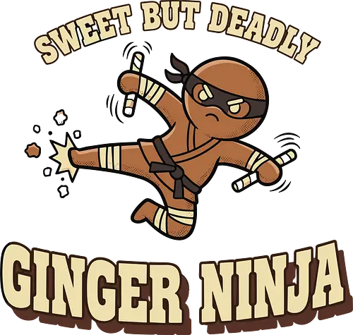 Sweet But Deadly Ginger Ninja - ginger ninja, sweet but deadly, gingerbread man shirt, funny christmas pun, ninja t-shirt, martial arts humor, christmas cookie, candy cane nunchaku, karate shirt, fighter graphic tee, baking pun, unique holiday apparel, christmas humor, warrior cookie, sweet and deadly, holiday fighter, food pun shirt, retro style christmas, gingerbread man ninja