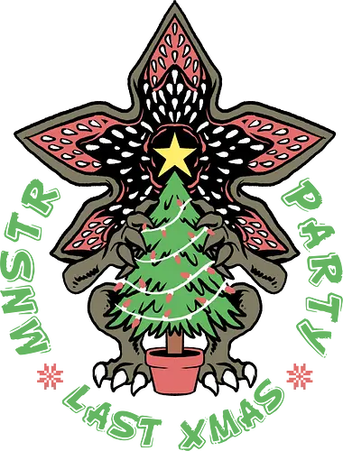 monster party  - monster, Strange, hawkins, christmas, party, holiday, adventure, demogorgon, star, winter, snow, upsidedown