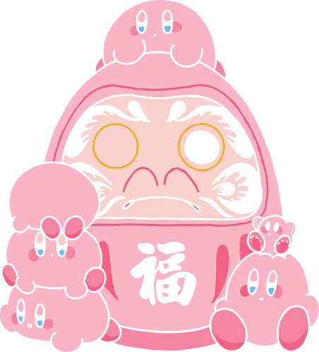 Pink Daruma Doll of Fortune - Pink, Daruma, Japanese doll, good luck, fortune, Fuku, pink, kawaii, cute, video game, gamer, Super Smash Bros, anime, traditional Japan, pop culture, perseverance, aesthetic