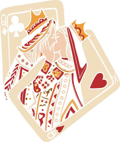 Royal Flush Romance - King and Queen, playing cards, poker, romance, love, couple shirt, royal flush, card game, kiss, embrace, casino, vintage art, heart suit, club suit, stylized illustration, aesthetic, gambling, deck of cards