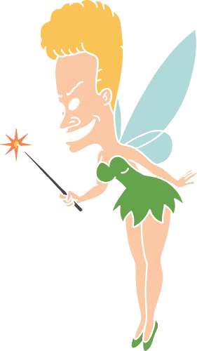 Beavis, The Cornholio Fairy - Beavis, Tinker Bell, Beavis and Butt-Head, MTV, 90s cartoon, adult humor, cartoon parody, funny fairy, Mike Judge, retro cartoon, edgy graphic, pop culture mashup, cult classic, Cornholio, animation
