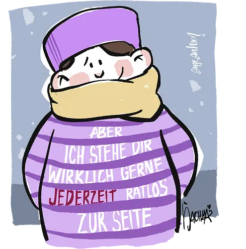 Aber ich stehe dir wirklich gerne jederzeit ratlos zur Seite! - Ringelpullisprüche, Ringeldinger, streifenweise, Spruch, Weisheit, Motivation, Ringelpulli, SprücheShirt, Cartoon Illustration, Statement, Handgezeichnet, Humor, Selbstironie, Streifenpulli, Spruchshirt, deutsch