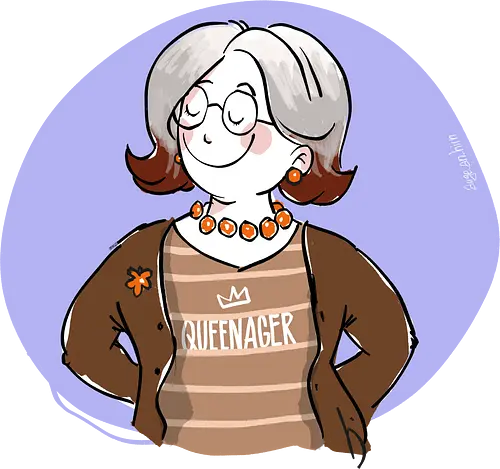 Queenager - Ringelpullisprüche, Ringeldinger, streifenweise, Spruch, Weisheit, Motivation, Ringelpulli, SprücheShirt, Cartoon Illustration, Statement, Handgezeichnet, Humor, Selbstironie, Streifenpulli, Spruchshirt, deutsch