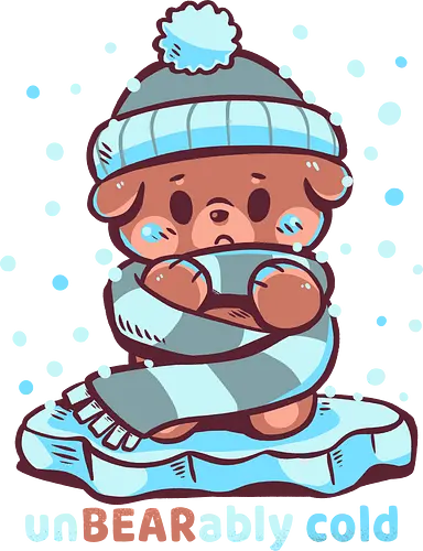 Unbearably Cold - Bär, unerträglich kalt, kalter Bär, Bärenwitz, unbearably cold, cold bear, bear pun, winter bear, funny winter, cozy bear, scarf bear, cold humor, pun, winter pun, cute bear