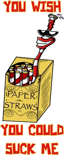 Papiershalme? Zieh doch! - adult humor, offensiv, unangemessen, lustig, sarkasmus, schwarzer humor, papierstrohhalm, strohhalm, trinken, getränke, umwelt satire, irony, provokant, cartoon, comic stil, meme stil, wortspiel, frecher humor, partyhumor, bar humor, food humor, satire, funny design, trendig, geschenkidee
