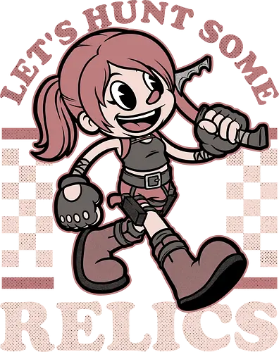 Game Mascot Archeologist - Video Games, Video Game, Game, Games, Gamer, Mascot, Retro, Vintage, Retro Vintage, Retro Gamer, Retro Cartoon, Game Mascot, Lara, Tomb, Adventure, Fantasy, Historical, Archeology, Science Fiction, Science, Exploration, Explore, Relic