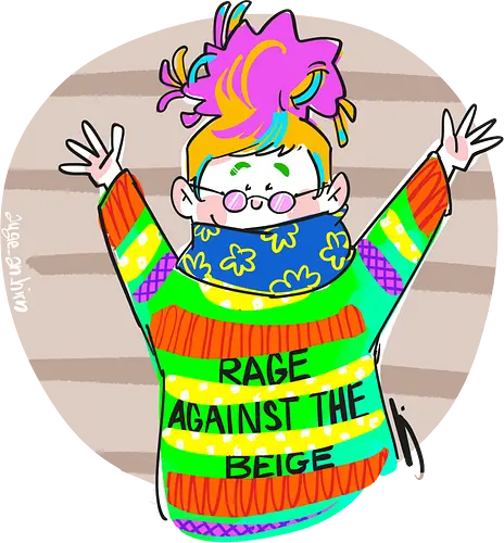 Rage against the beige - Ringelpullisprüche, Ringeldinger, streifenweise, Spruch, Weisheit, Motivation, Ringelpulli, SprücheShirt, Cartoon Illustration, Statement, Handgezeichnet, Humor, Selbstironie, Streifenpulli, Spruchshirt, deutsch