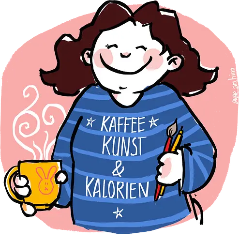 Kaffee, Kunst & Kalorien - Ringelpullisprüche, Ringeldinger, streifenweise, Spruch, Weisheit, Motivation, Ringelpulli, SprücheShirt, Cartoon Illustration, Statement, Handgezeichnet, Humor, Selbstironie, Streifenpulli, Spruchshirt, deutsch