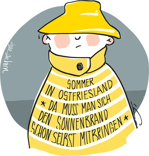 Sommer in Ostfriesland... - Ringelpullisprüche, Ringeldinger, streifenweise, Spruch, Weisheit, Motivation, Ringelpulli, SprücheShirt, Cartoon Illustration, Statement, Ostfriesland, Nordsee, Handgezeichnet, Humor, Selbstironie, Streifenpulli, Spruchshirt, deutsch