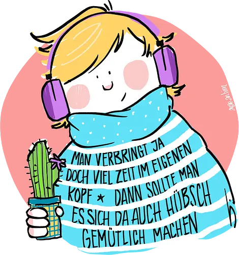 Man verbringt ja doch viel Zeit im eigenen Kopf.. - Ringelpullisprüche, Ringeldinger, Hygge, streifenweise, Spruch, Weisheit, Motivation, Ringelpulli, SprücheShirt, Cartoon Illustration, Statement, Handgezeichnet, Humor, Selbstironie, Streifenpulli, Spruchshirt, deutsch