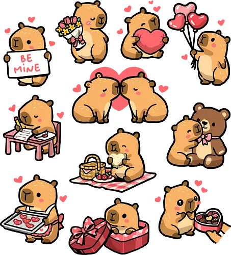 Cappy Valentines - capybara, animal, be mine, be my valentine, cappy, cute, cute capybara, funny capybara, girlfriend, heart, love, rodent, romantic, valentine, valentines day