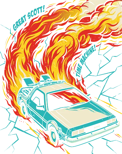 Retro Time Machine DeLorean Pop Art - great scott shirt, time machine t-shirt, retro delorean graphic tee, 80s sci-fi movie apparel, time travel fan art, vintage movie car shirt, back to the future vibes, 1980s nostalgia clothing, fire trails car design, pop art movie tee, cinematic vehicle graphic, geek culture streetwear, futuristic retro car top, classic sci-fi quote shirt, teal and orange car art, time machine illustration, movie enthusiast gift, retro action movie merch, iconic 80s film t-shirt