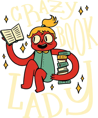 verrückte Bücherfrau - book lady, leseratte, bücherwurm, lesen, bibliothek, buch liebe, nerd girl, literatur, lesen macht glücklich, geschenkidee, autor, roman, vintage, lustig, t shirt design