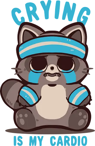 Crying is my Cardio Raccoon - Cardio-Training zum Heulen, lustiges Training, Fitnessstudio-Humor, crying cardio, funny workout, gym humor, fitness joke, raccoon, cardio humor, funny gym, workout meme, gym raccoon, lazy fitness, fitness pun, sweat tears