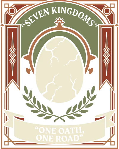 One Oath, One Road - one oath one road shirt, seven kingdoms t-shirt, dragon egg graphic tee, high fantasy apparel, medieval heraldry clothing, dragon rider shirt, vintage fantasy design, crown and throne merch, mythical creature t-shirt, epic saga clothing, laurel wreath graphic, ornate frame fantasy art, fire and blood vibes, kingdom lore apparel, dragon egg illustration, royal house t-shirt, fantasy book lover gift, dragon scale design, dragon heir streetwear